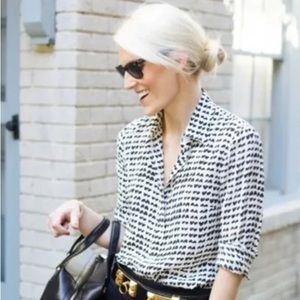 J Crew - Heart Print Button Down Blouse size m